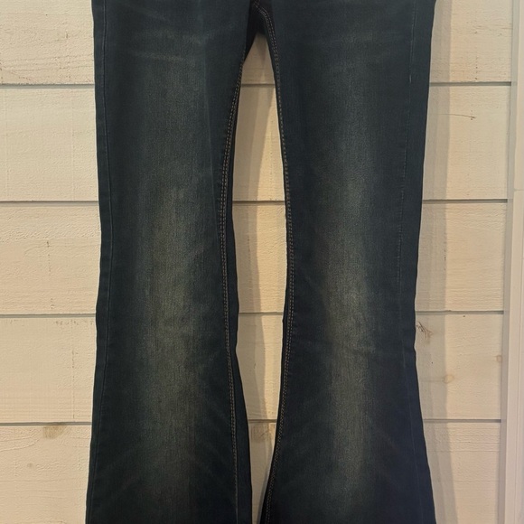 Free People Dark Blue Flare Jeans Pull on denim 27 waist - Picture 11 of 15